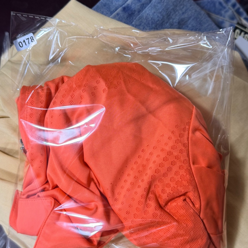 Nike Golf Shirt Womens Medium Orange Fit Dry 1/4 Zip Mesh Polo Short Sleeve Top